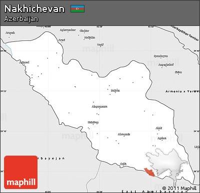 Silver Style Simple Map of Nakhichevan