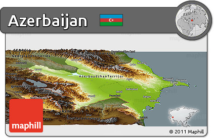 Physical Panoramic Map of Azerbaijan, darken