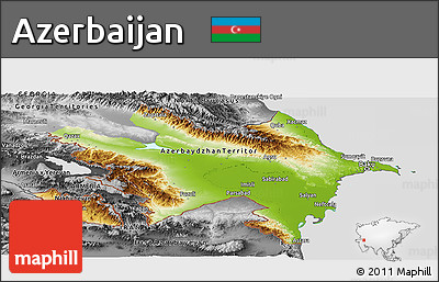 Physical Panoramic Map of Azerbaijan, desaturated
