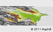 Physical Panoramic Map of Azerbaijan, desaturated, land only
