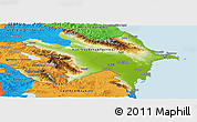 Physical Panoramic Map of Azerbaijan, political outside
