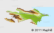 Physical Panoramic Map of Azerbaijan, single color outside, bathymetry sea