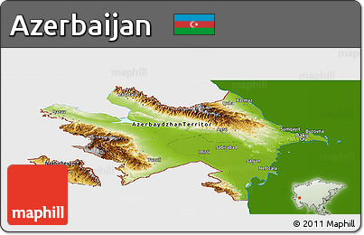 Physical Panoramic Map of Azerbaijan, single color outside