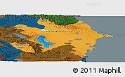 Political Panoramic Map of Azerbaijan, darken