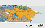 Political Panoramic Map of Azerbaijan, semi-desaturated, land only