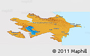 Political Panoramic Map of Azerbaijan, single color outside, bathymetry sea