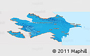 Political Shades Panoramic Map of Azerbaijan, single color outside, bathymetry sea