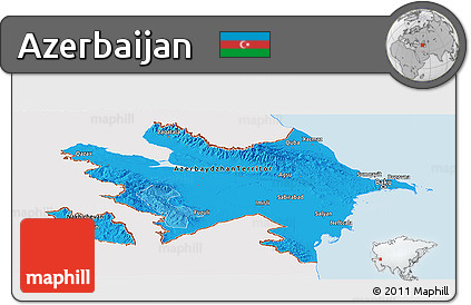 Political Shades Panoramic Map of Azerbaijan, single color outside