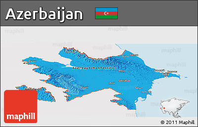 Political Shades Panoramic Map of Azerbaijan, single color outside