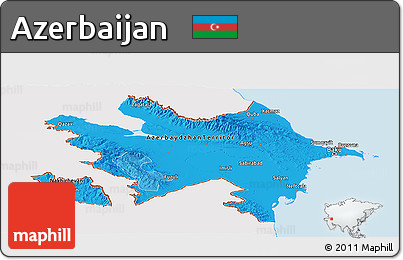 Political Shades Panoramic Map of Azerbaijan, single color outside