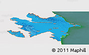 Political Shades Panoramic Map of Azerbaijan, single color outside, satellite sea