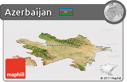 Satellite Panoramic Map of Azerbaijan, cropped outside