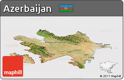 Satellite Panoramic Map of Azerbaijan, cropped outside