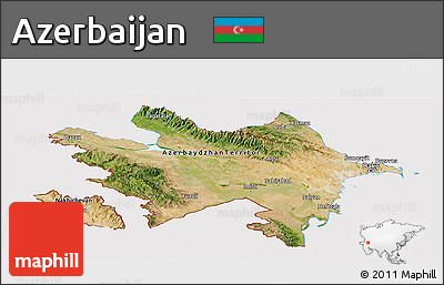 Satellite Panoramic Map of Azerbaijan, cropped outside