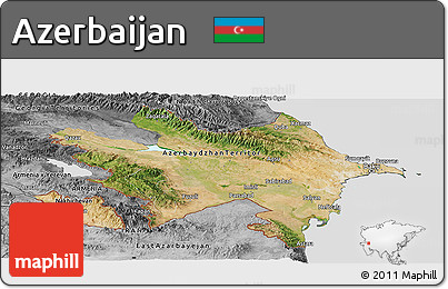 Satellite Panoramic Map of Azerbaijan, desaturated