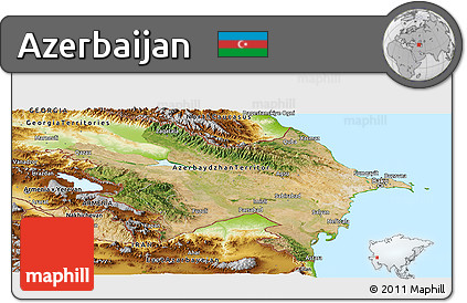 Satellite Panoramic Map of Azerbaijan, physical outside