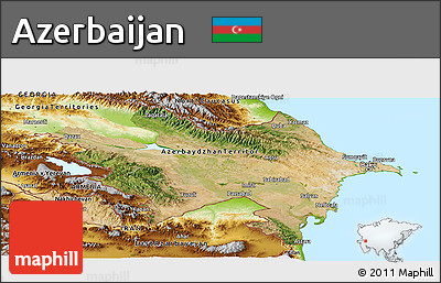 Satellite Panoramic Map of Azerbaijan, physical outside