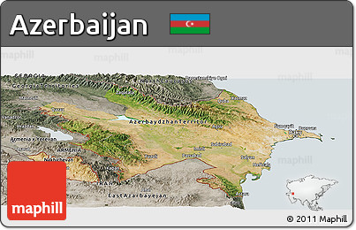 Satellite Panoramic Map of Azerbaijan, semi-desaturated