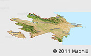 Satellite Panoramic Map of Azerbaijan, single color outside, bathymetry sea