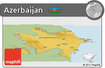 Savanna Style Panoramic Map of Azerbaijan, single color outside