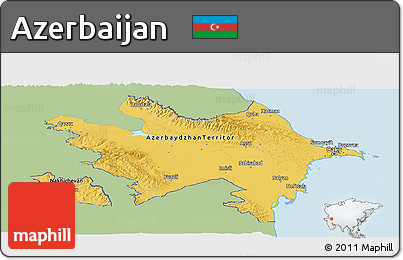 Savanna Style Panoramic Map of Azerbaijan, single color outside