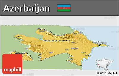 Savanna Style Panoramic Map of Azerbaijan, single color outside