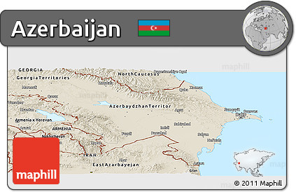 Shaded Relief Panoramic Map of Azerbaijan