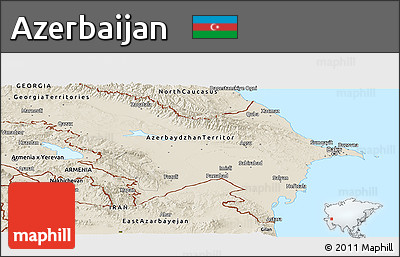Shaded Relief Panoramic Map of Azerbaijan