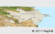 Shaded Relief Panoramic Map of Azerbaijan, satellite outside