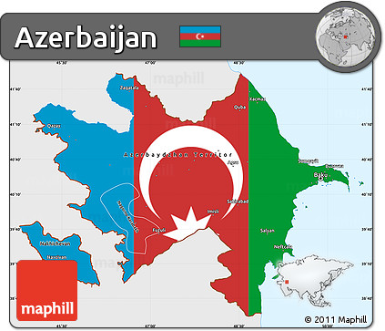Flag Simple Map of Azerbaijan, single color outside, flag aligned to the middle