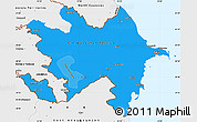 Political Shades Simple Map of Azerbaijan, single color outside, borders and labels