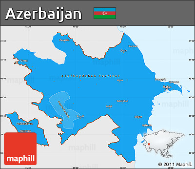 Political Shades Simple Map of Azerbaijan, single color outside