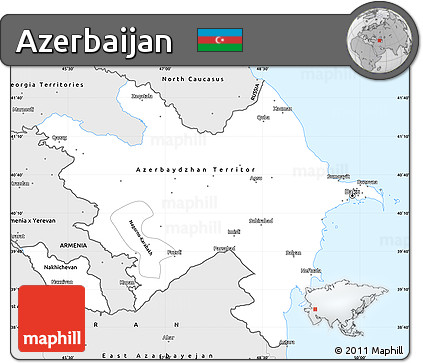 Silver Style Simple Map of Azerbaijan