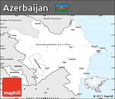 Silver Style Simple Map of Azerbaijan