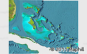 Physical 3D Map of The Bahamas, single color outside, satellite sea