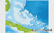 Shaded Relief 3D Map of The Bahamas, physical outside