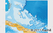 Shaded Relief 3D Map of The Bahamas, political shades outside, shaded relief sea