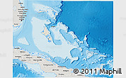 Shaded Relief 3D Map of The Bahamas, semi-desaturated, land only
