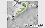 Physical 3D Map of Acklins, desaturated