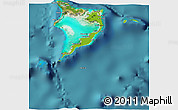 Physical 3D Map of Acklins, satellite outside