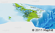 Physical Panoramic Map of Central Abaco