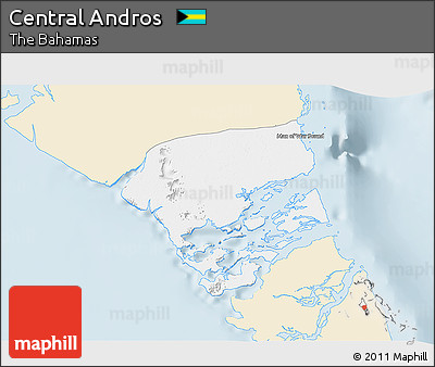 Classic Style 3D Map of Central Andros, single color outside