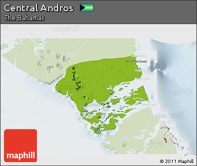 Physical 3D Map of Central Andros, lighten