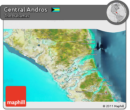 Satellite 3D Map of Central Andros