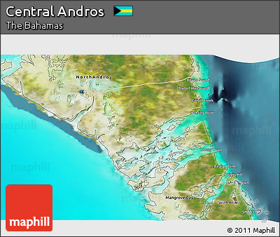Satellite 3D Map of Central Andros