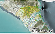 Satellite 3D Map of Central Andros, semi-desaturated