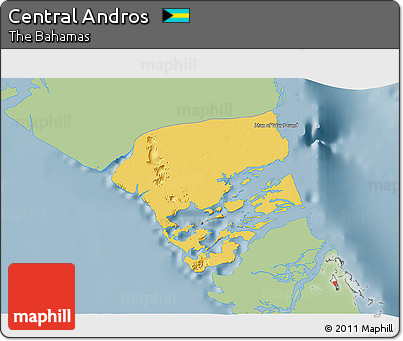 Savanna Style 3D Map of Central Andros, single color outside