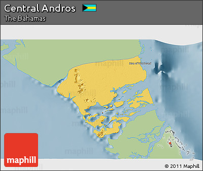 Savanna Style 3D Map of Central Andros, single color outside