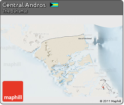 Shaded Relief 3D Map of Central Andros, lighten