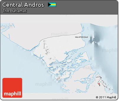 Silver Style 3D Map of Central Andros, single color outside